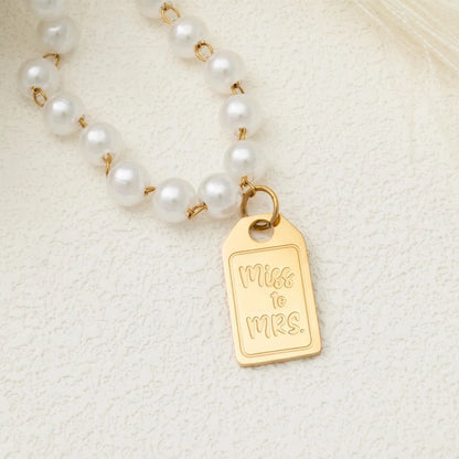 18K Gold PVD Stainless Steel Miss to Mrs tag Charm / PDL0407