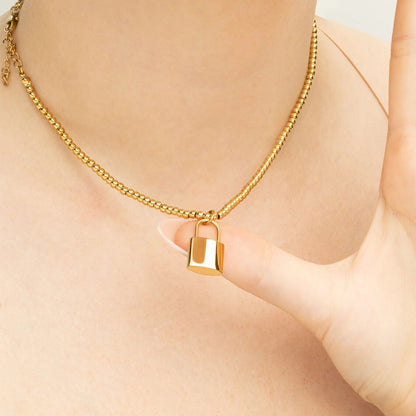 18K Gold PVD Stainless Steel Lock Charm / PDL0412