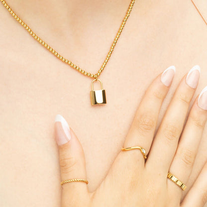 18K Gold PVD Stainless Steel Lock Charm / PDL0412