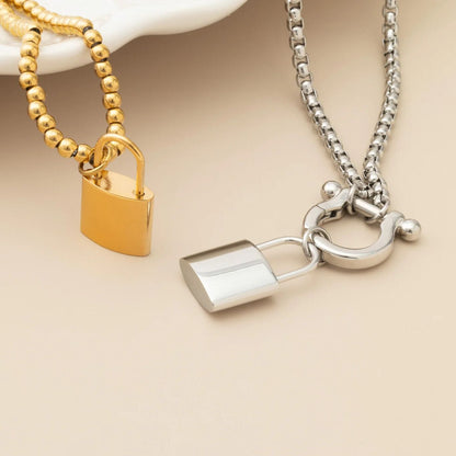 18K Gold PVD Stainless Steel Lock Charm / PDL0412
