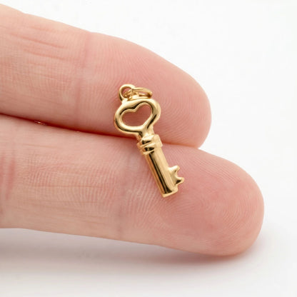 18K Gold PVD Stainless Steel Key Charm / PDL0413