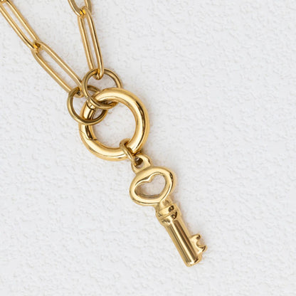 18K Gold PVD Stainless Steel Key Charm / PDL0413