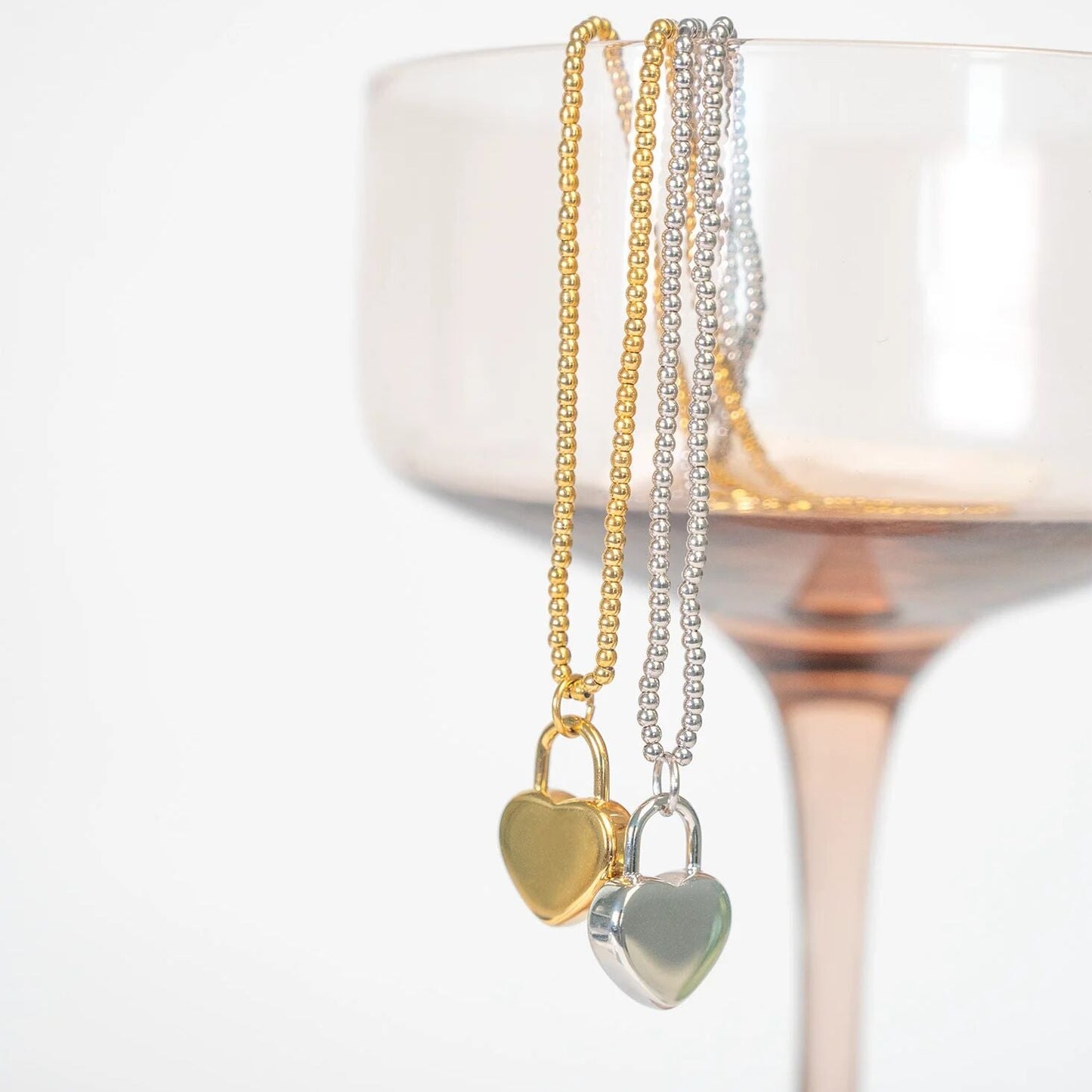 18K Gold PVD Stainless Steel Heart Lock Charm / PDL0414