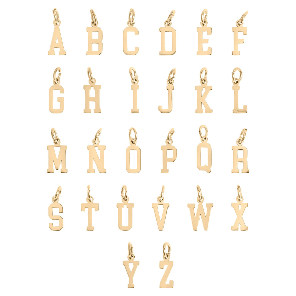 18K Gold PVD Coated Stainless Steel Small Sport Letter Pendant / PDS0007