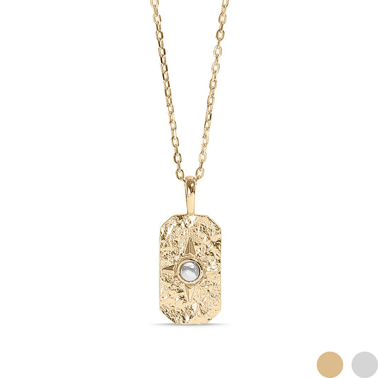 14K Gold Plated Sterling Silver Semi Precious Compass Star Necklace / PMJ0028