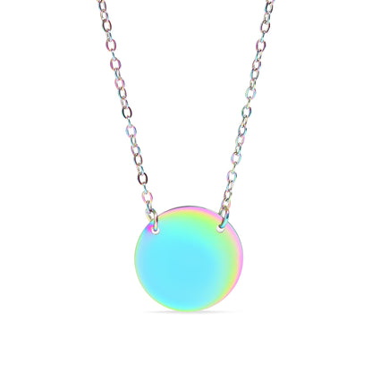 18K Gold PVD Stainless Steel Blank Circle Necklace / SBB0240
