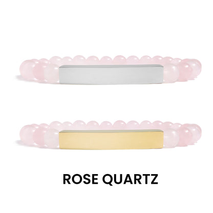 18K Gold PVD Stainless Steel Semi Precious Natural Stone Stretch Curved Bar Bracelet / SBB0278