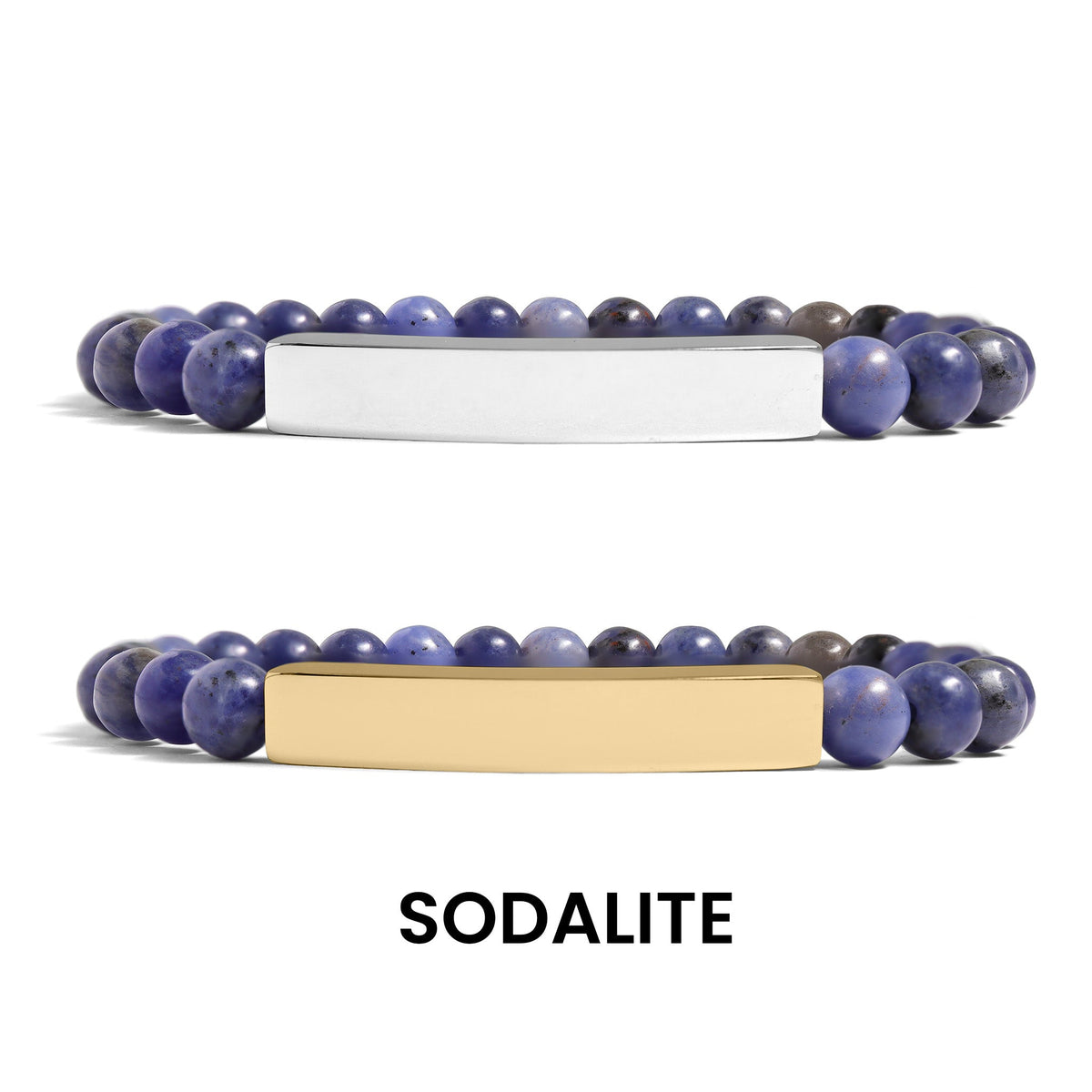 18K Gold PVD Stainless Steel Semi Precious Natural Stone Stretch Curved Bar Bracelet / SBB0278
