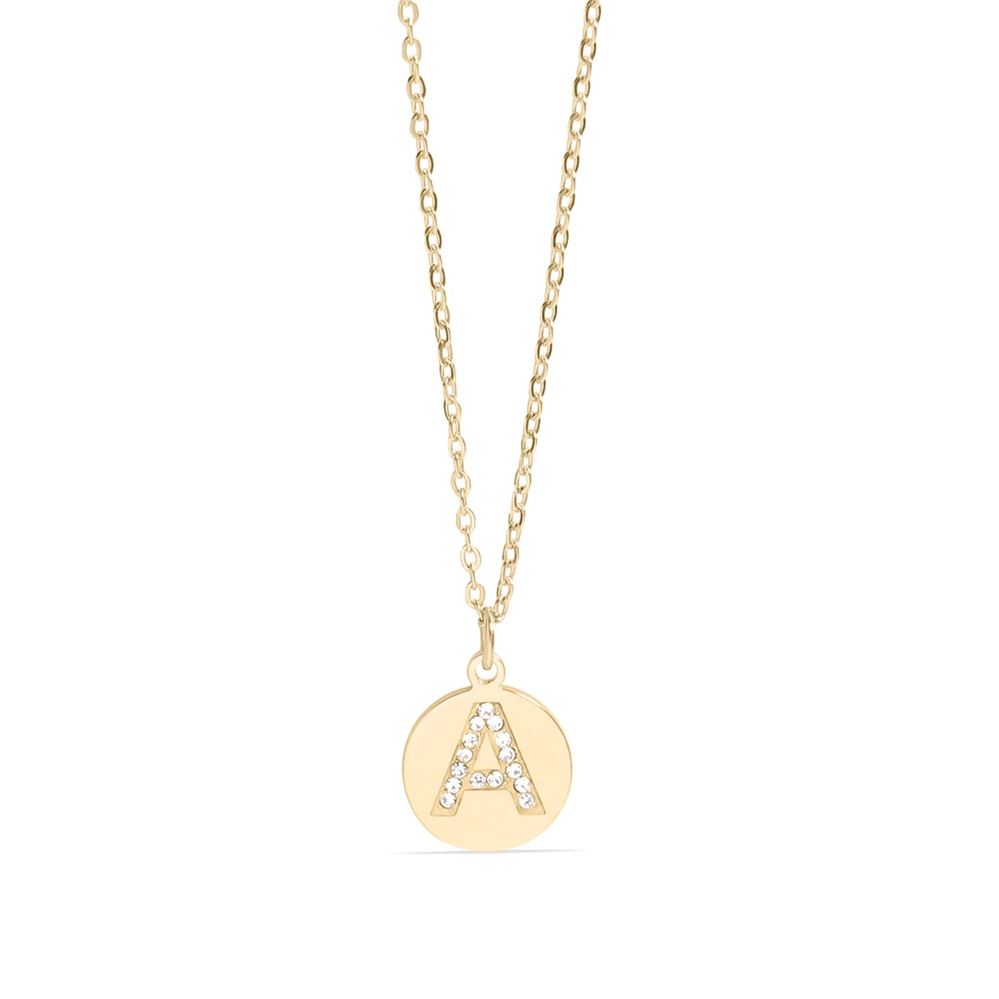 18K Gold PVD Stainless Steel Initial Pendant Necklace / SBB0283