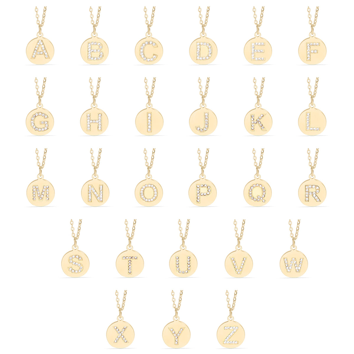 18K Gold PVD Stainless Steel Initial Pendant Necklace / SBB0283
