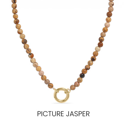 Semi Precious Natural Stone Charm Keeper Necklace / SBB0305