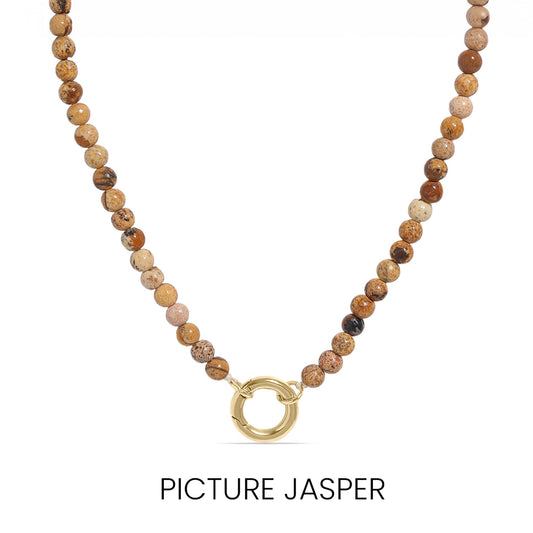 Semi Precious Natural Stone Charm Keeper Necklace / SBB0305