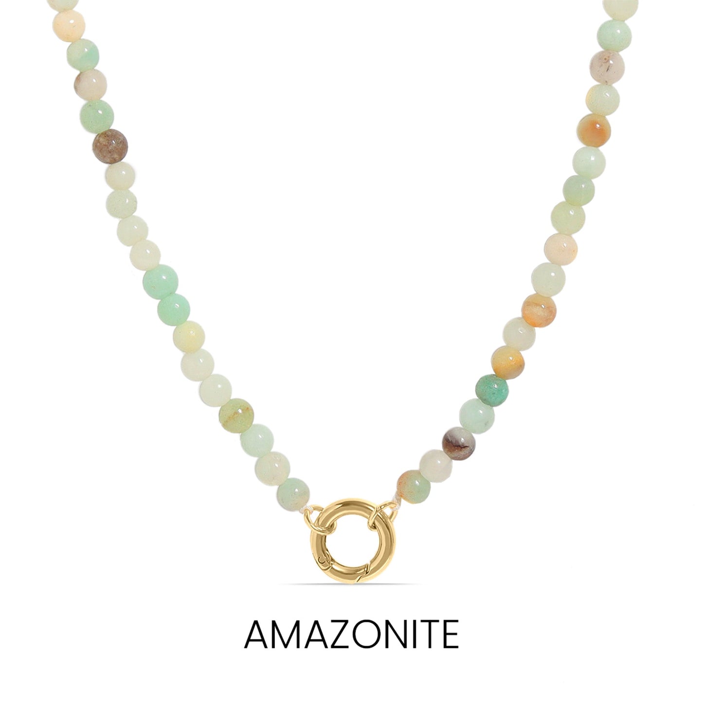 Semi Precious Natural Stone Charm Keeper Necklace / SBB0305
