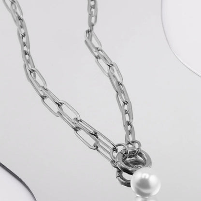 18K Gold PVD Stainless Steel Paperclip Charm Holder Necklace / CHN9951