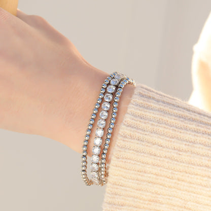 Stainless Steel Metal Bead Stretch Bracelet / SBB0341