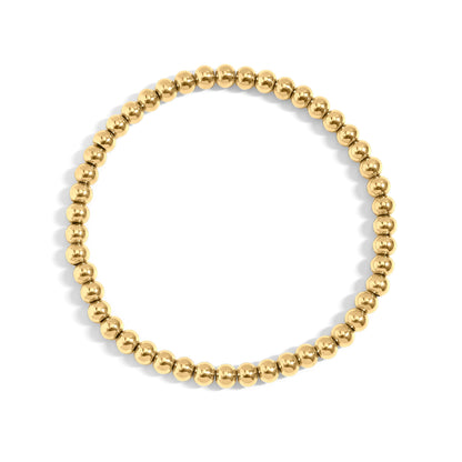 18K Gold PVD Stainless Steel Beaded Stretch Bracelet / SBB0342