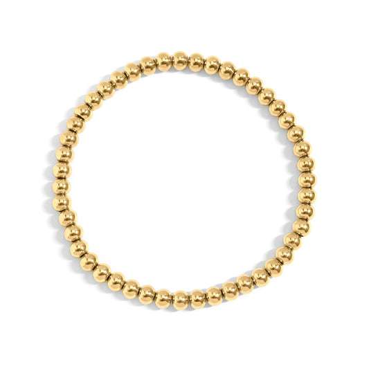 18K Gold PVD Stainless Steel Beaded Stretch Bracelet / SBB0342