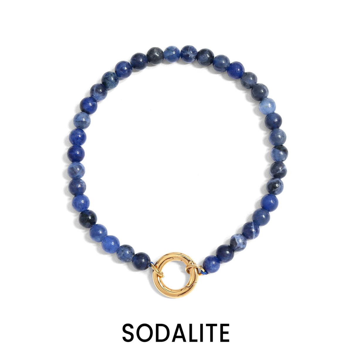 18K Gold PVD Stainless Steel Semi Precious Natural Stone Charm Keeper Bracelet / SBB0358