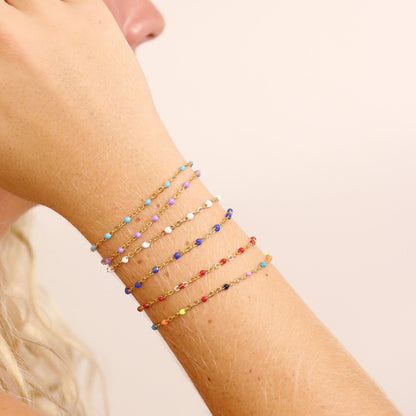 18K Gold PVD Stainless Steel White Confetti Bracelet / BRJ1059