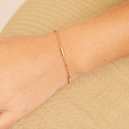 18K Gold PVD Stainless Steel Satellite Bar Chain Bracelet / BRJ1067