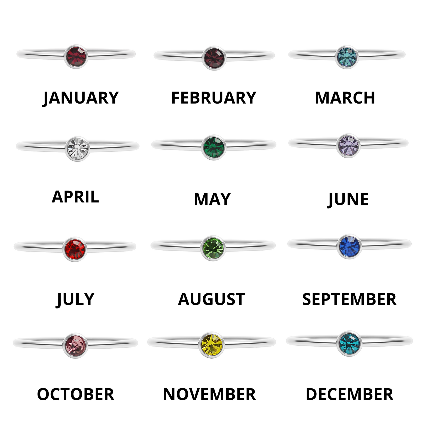 Stainless Steel Birthstone Stacking Ring / ZRJ1000