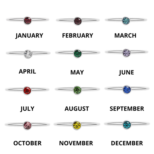 Stainless Steel Birthstone Stacking Ring / ZRJ1000