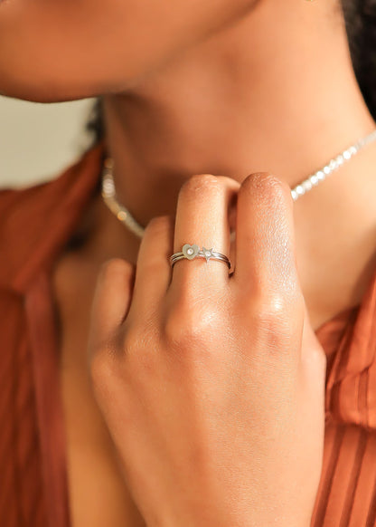 18K Gold PVD Stainless Steel CZ Stone Star Symbol Ring / ZRJ0003