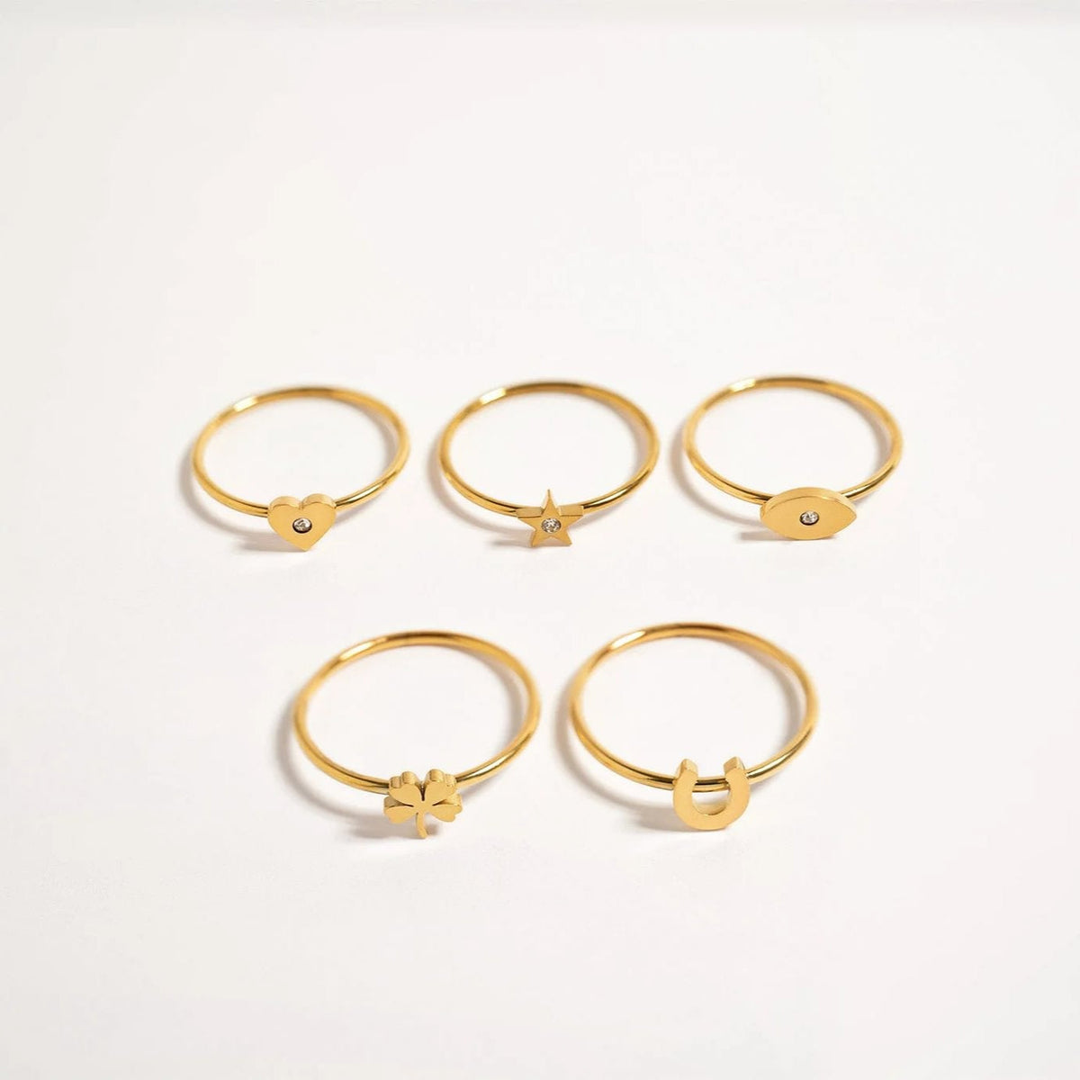 18K Gold PVD Stainless Steel CZ Stone Star Symbol Ring / ZRJ0003