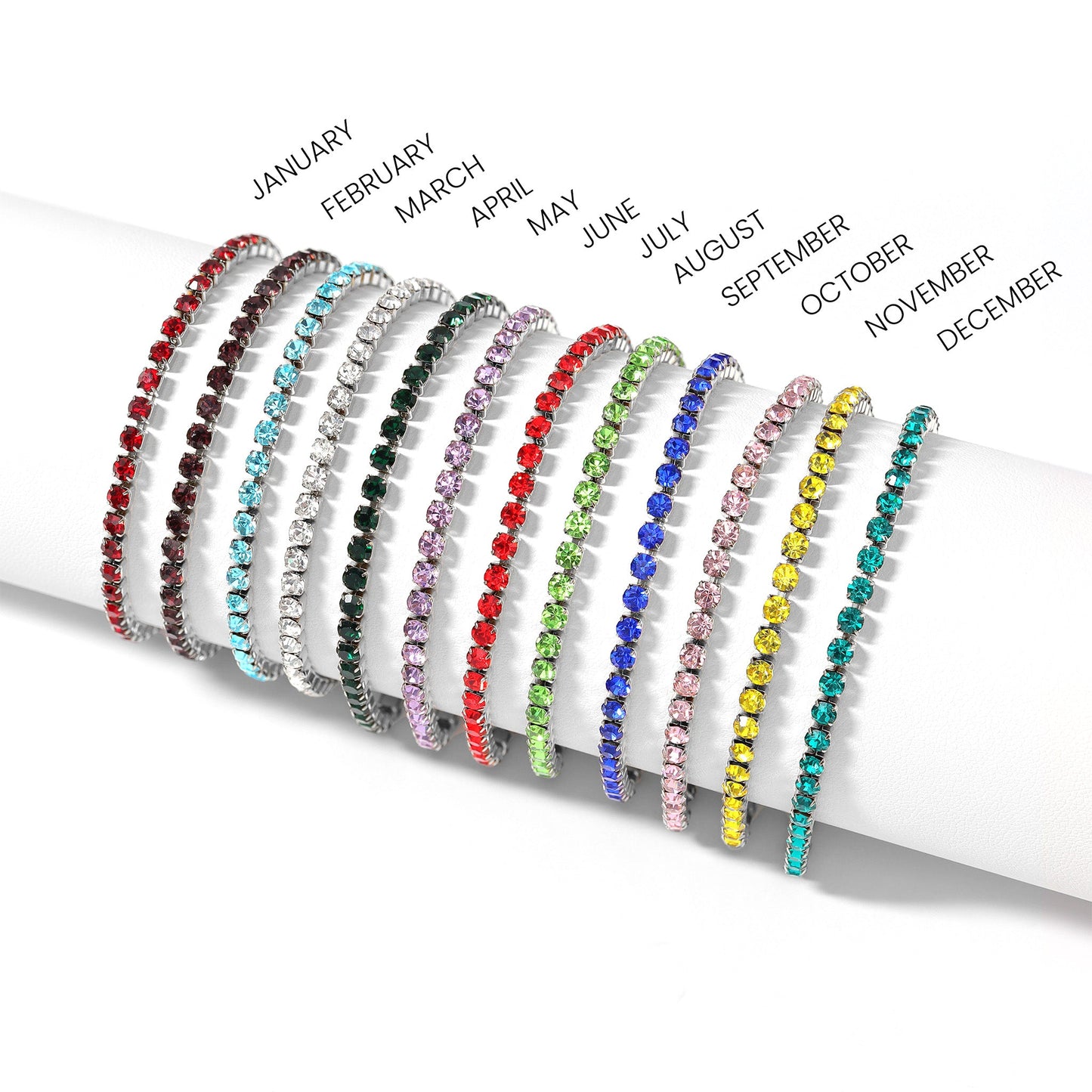 Stainless Steel Birthstone Tennis Chain Bracelet / TBR0007