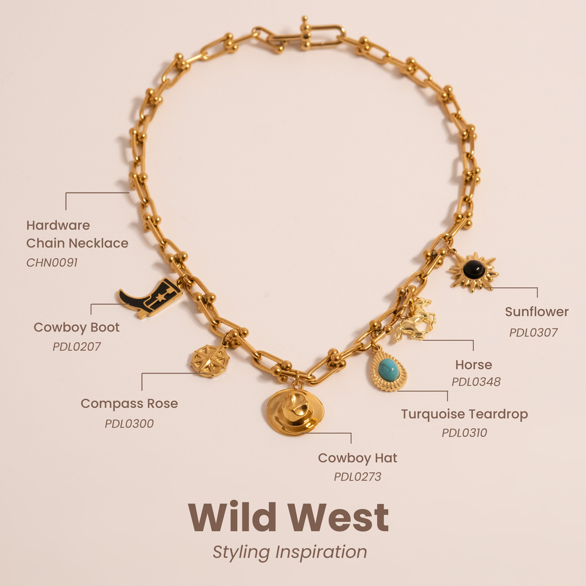 18K Gold PVD Stainless Steel Hardware Necklace / CHN0091