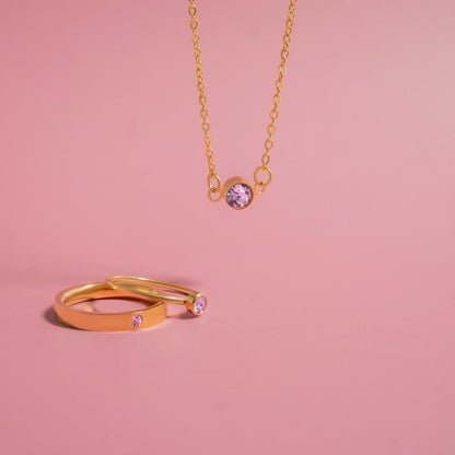18K Gold PVD Stainless Steel Birthstone Engravable Stacking Ring / ZRJ1004