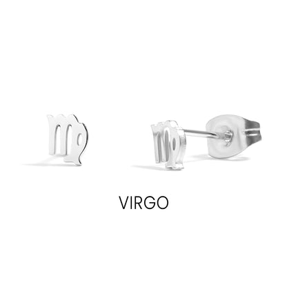 18K Gold PVD Stainless Steel Zodiac Stud Earrings / ERJ0059