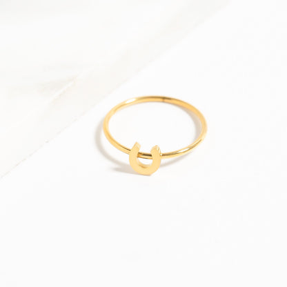 18K Gold PVD Stainless Steel Horseshoe Symbol Ring / ZRJ0001