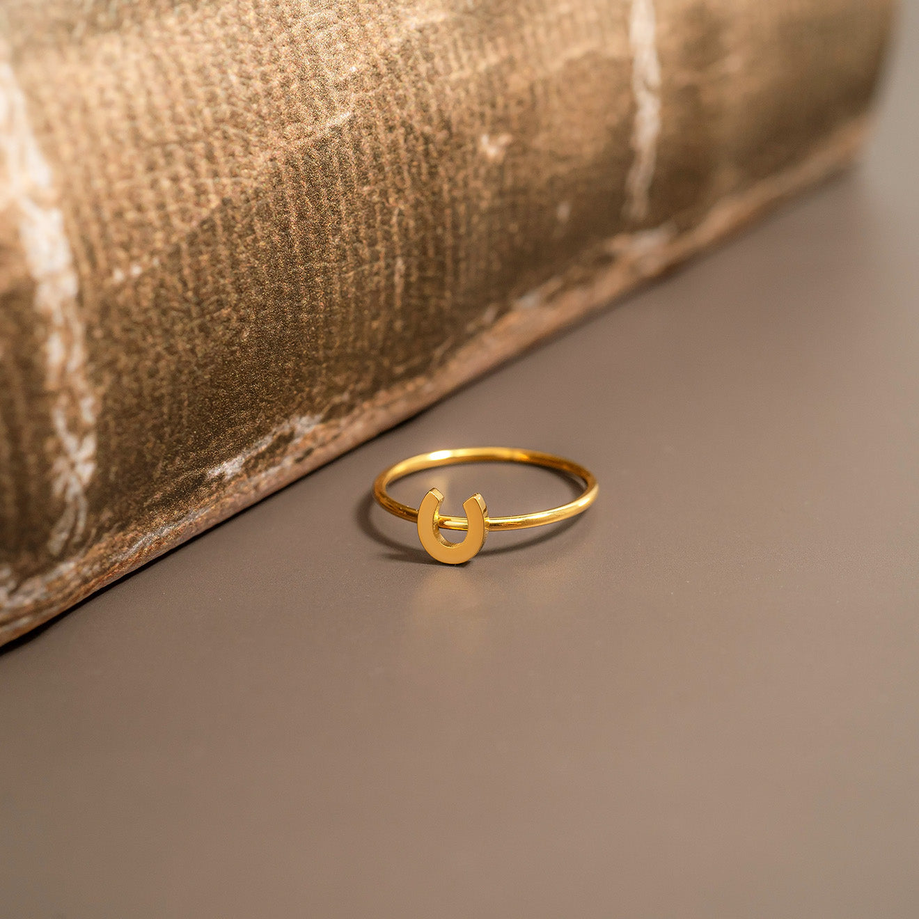 18K Gold PVD Stainless Steel Horseshoe Symbol Ring / ZRJ0001