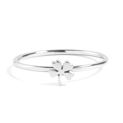 18K Gold PVD Stainless Steel Four Leaf Clover Symbol Ring / ZRJ0002