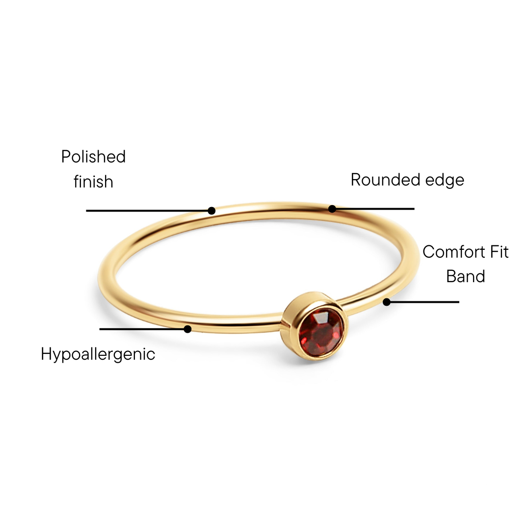 18K Gold PVD Stainless Steel Birthstone Stacking Ring / ZRJ1001