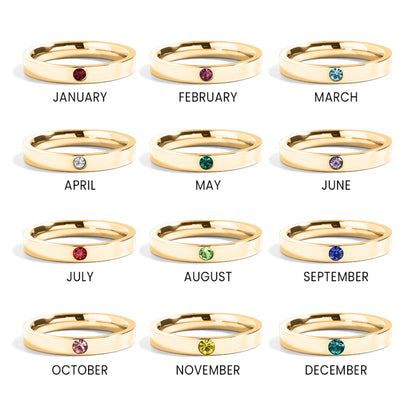 18K Gold PVD Stainless Steel Birthstone Engravable Stacking Ring / ZRJ1004