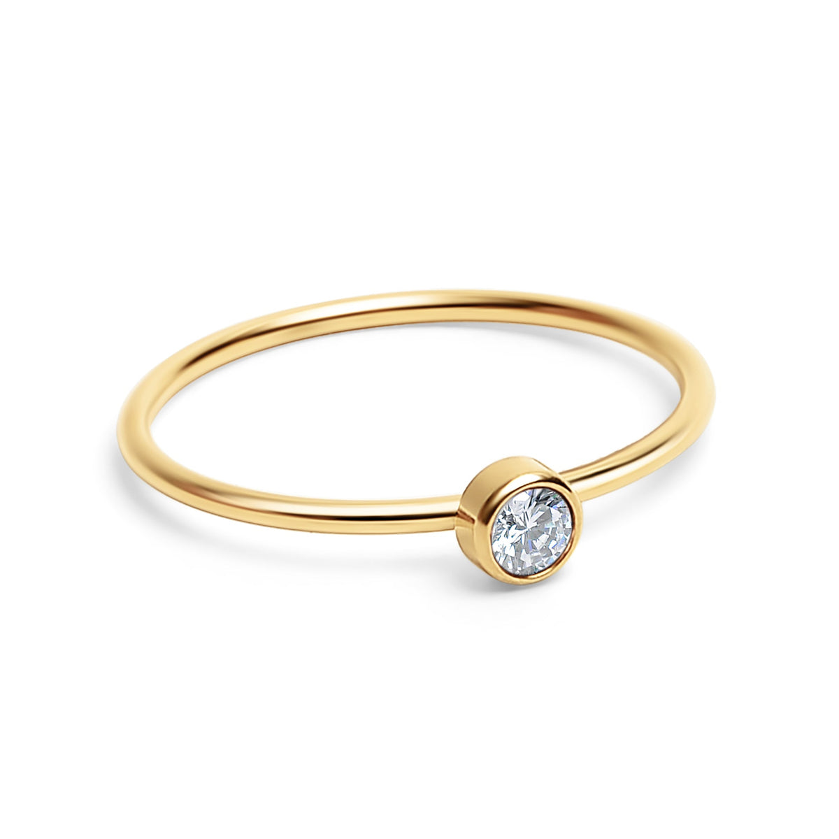 18K Gold PVD Stainless Steel Birthstone Stacking Ring / ZRJ1001