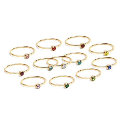 18K Gold PVD Stainless Steel Birthstone Stacking Ring / ZRJ1001