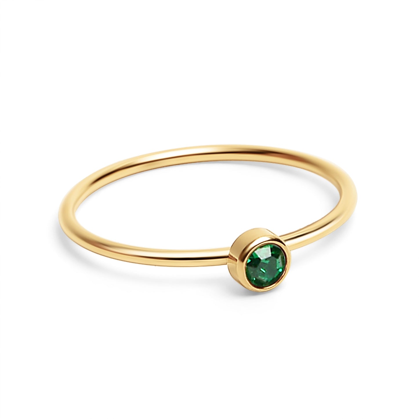 18K Gold PVD Stainless Steel Birthstone Stacking Ring / ZRJ1001