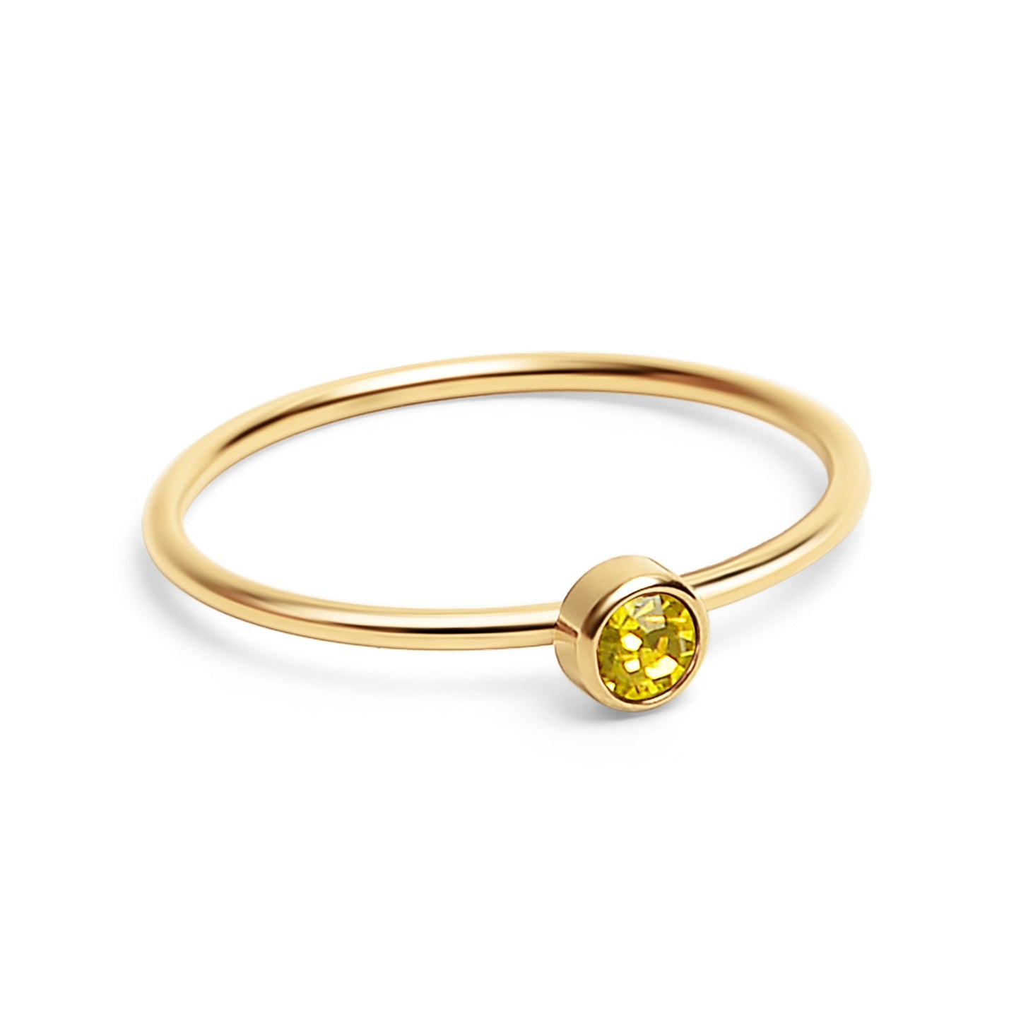 18K Gold PVD Stainless Steel Birthstone Stacking Ring / ZRJ1001