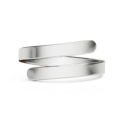 18K Gold PVD Stainless Steel Blank Engravable 2 Name Wrap Ring / ZRJ9016