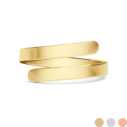 18K Gold PVD Stainless Steel Blank Engravable 2 Name Wrap Ring / ZRJ9016