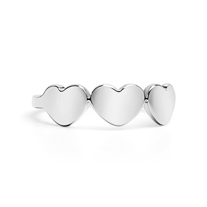 18K Gold PVD Stainless Steel Blank Engravable 3 Heart Ring / ZRJ9019