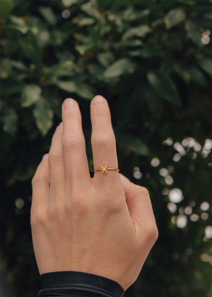 18K Gold PVD Stainless Steel Initial Stacking Rings A-M / ZRJ9021