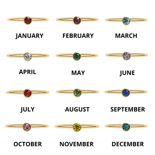 18K Gold PVD Stainless Steel Birthstone Stacking Ring / ZRJ1001