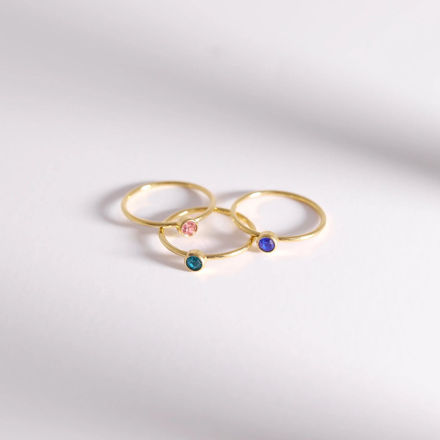 18K Gold PVD Stainless Steel Birthstone Stacking Ring / ZRJ1001