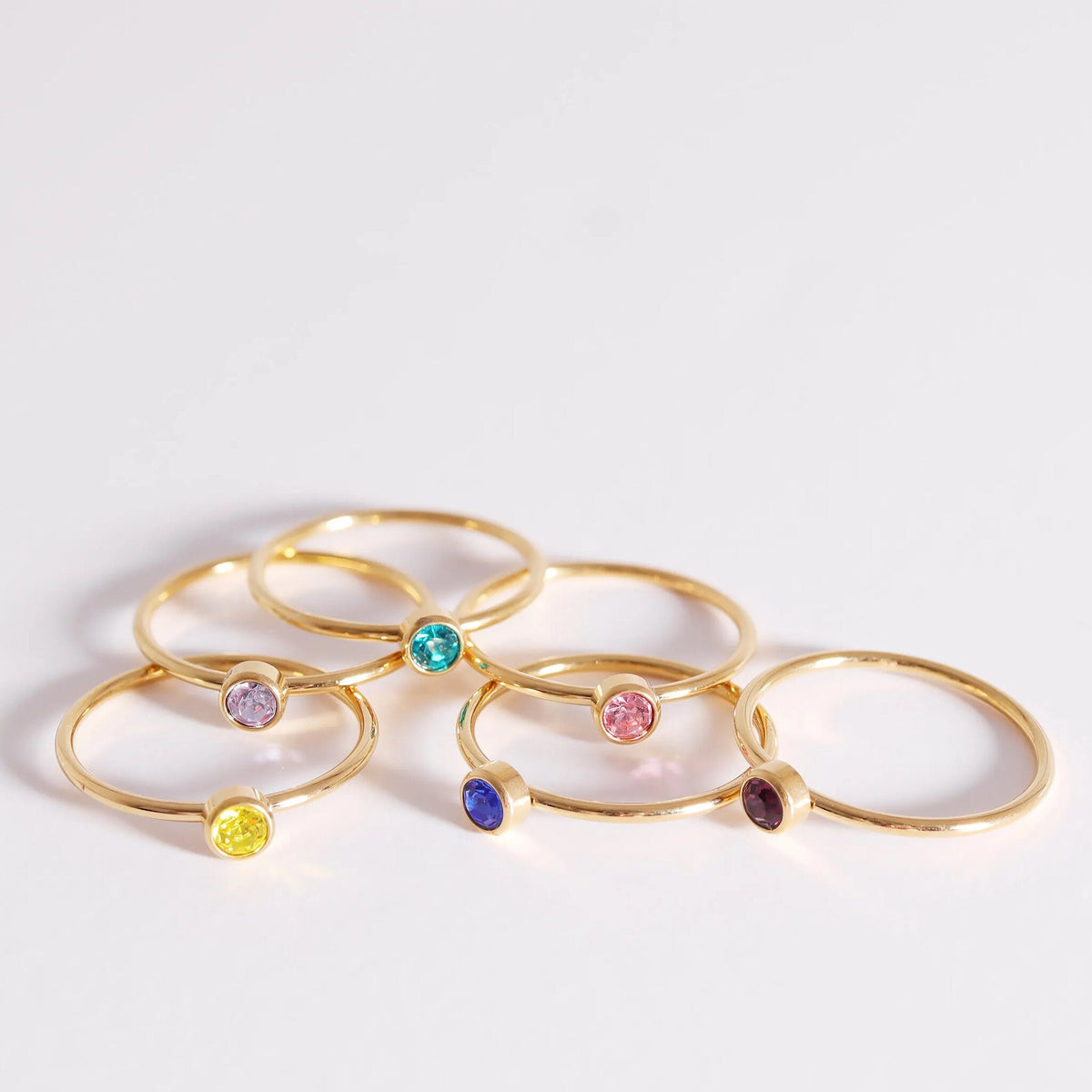 18K Gold PVD Stainless Steel Birthstone Stacking Ring / ZRJ1001
