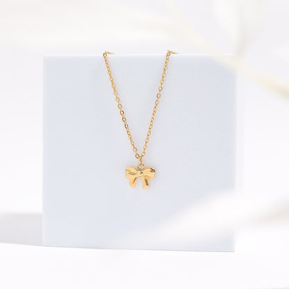 18K Gold PVD Stainless Steel Ribbon Bow Charm / PDL0143
