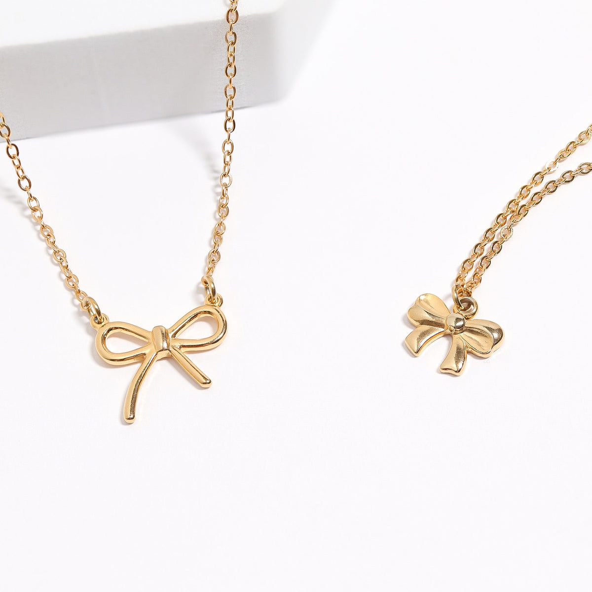 18K Gold PVD Stainless Steel Ribbon Bow Charm / PDL0143